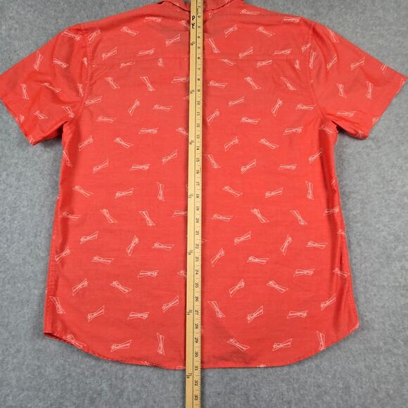 Budweiser Shirt Mens Size 2XL Red Short Sleeve Button Down Logo Pattern - Picture 16 of 16